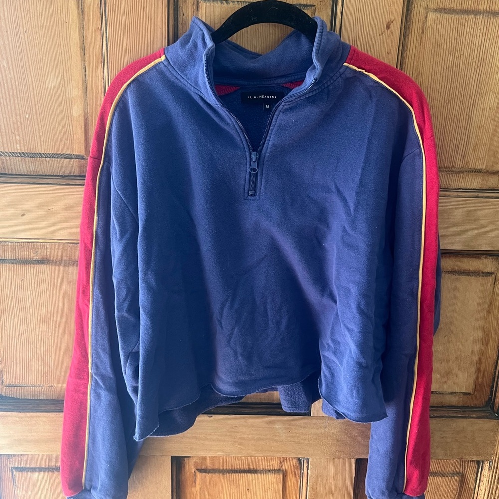 Blue and Red Half-Zip Pullover